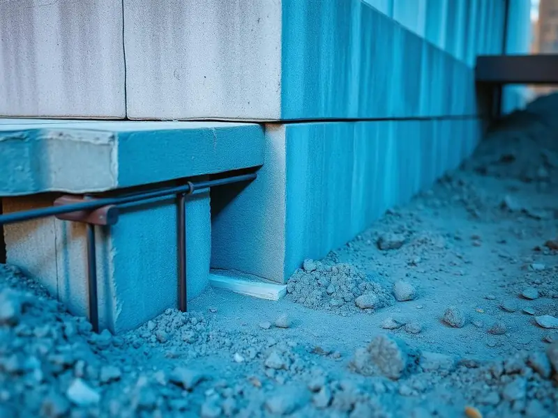 Foundation wall at grade during a structural inspection